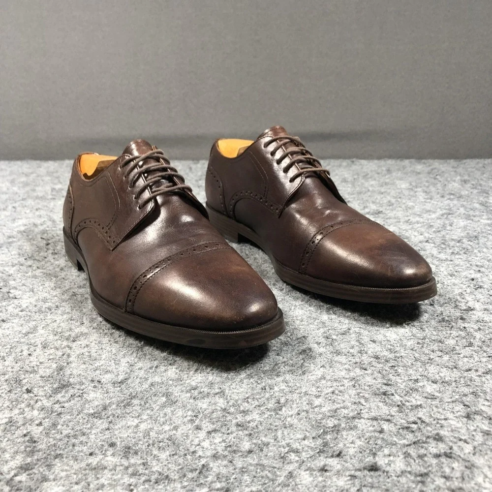 Cole Haan Grand.OS Derby Oxford Shoes Mens 10.5 Brown Leather Cap Toe Dress